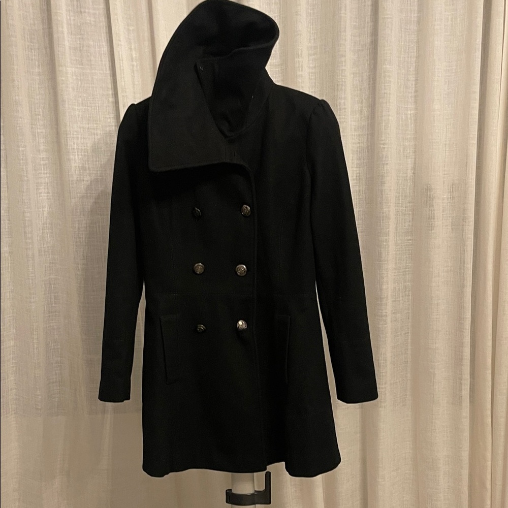 Guess  Black Double-Breasted Women's Coat